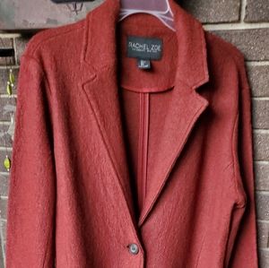Womans bright cranberry wool coat